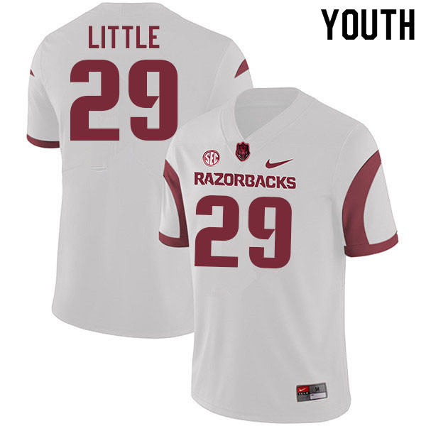 Youth #29 Cam Little Arkansas Razorbacks College Football Jerseys Sale-White - Click Image to Close